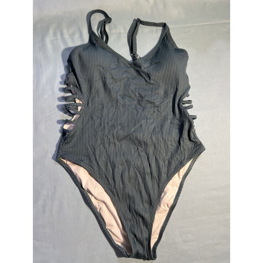NWT Victoria's Secret PINK One-Piece Blue Green Swimsuit w/ Side Cutouts